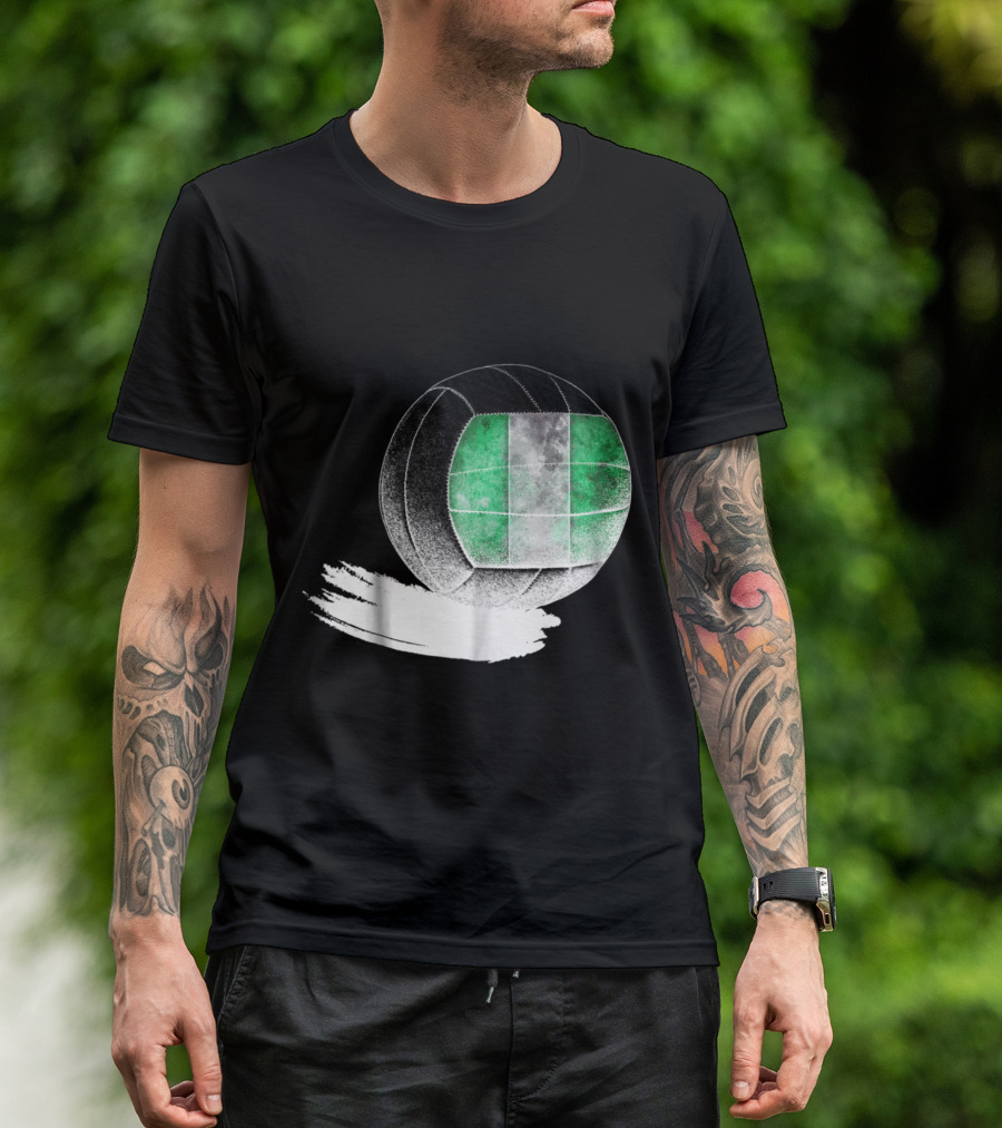 Vintage Nigeria Flag Volleyball Soccer Fusion T-Shirt