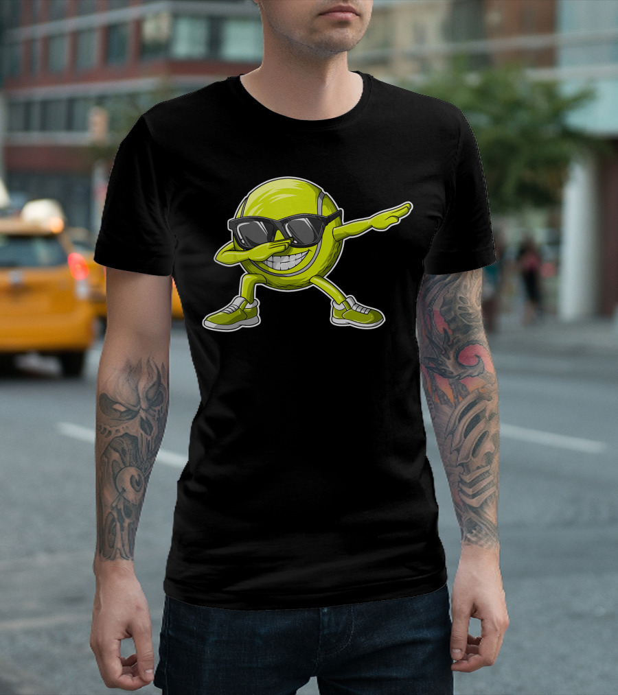 Funny Dabbing Tennis Ball With Sunglasses T-Shirt
