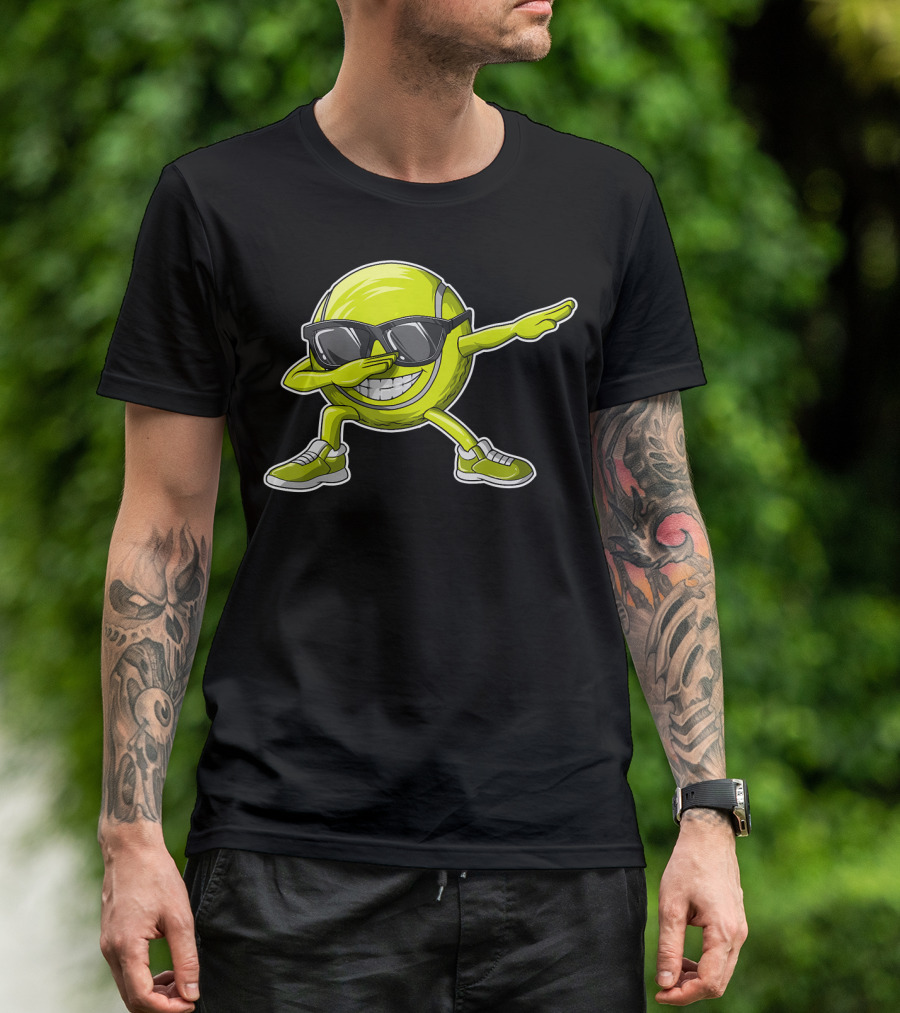Funny Dabbing Tennis Ball With Sunglasses T-Shirt