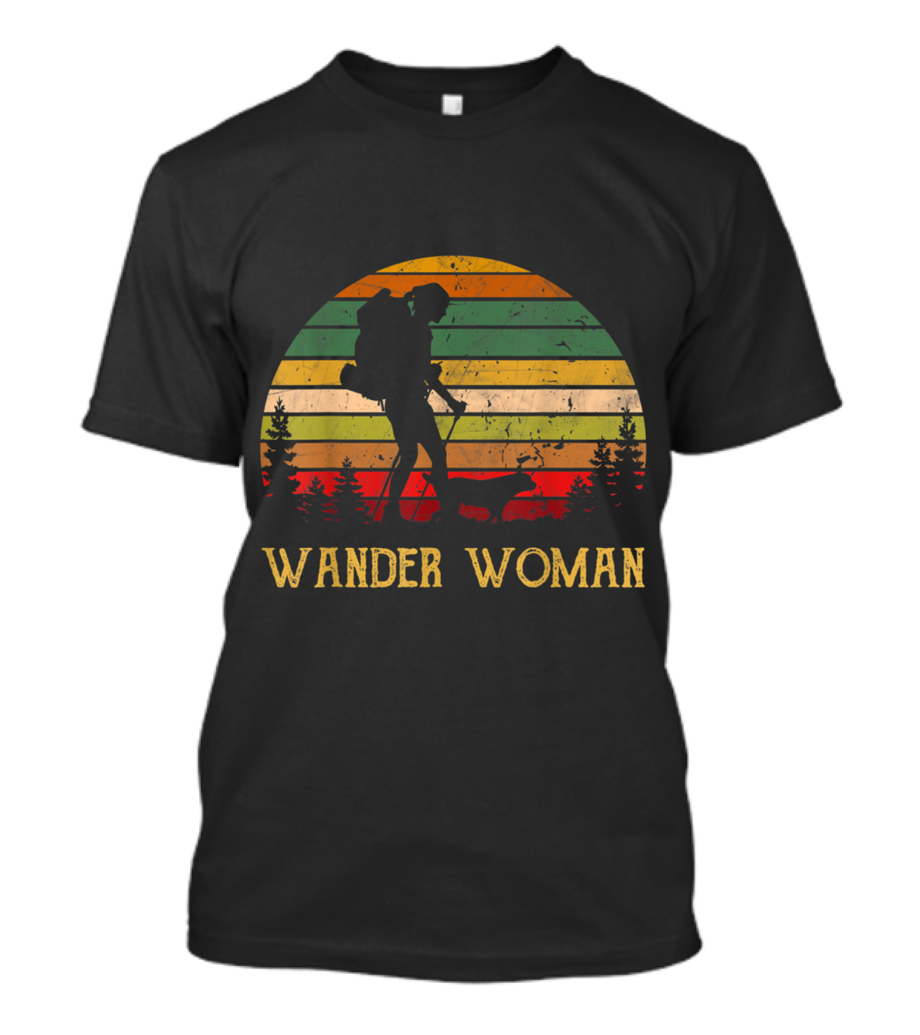 Wander Woman Hiking Retro Stripes Vintage T-Shirt