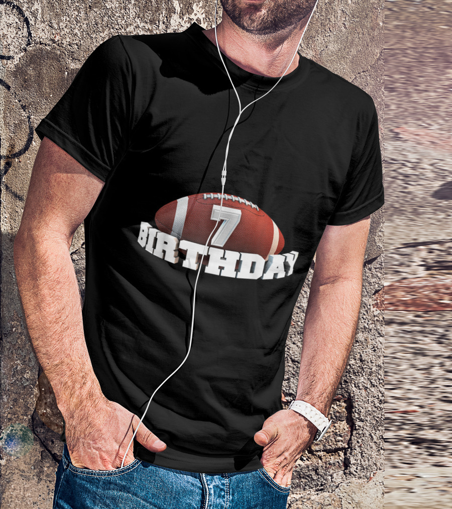Seventh 7 Years Old Football Birthday Party 7th T-Shirt