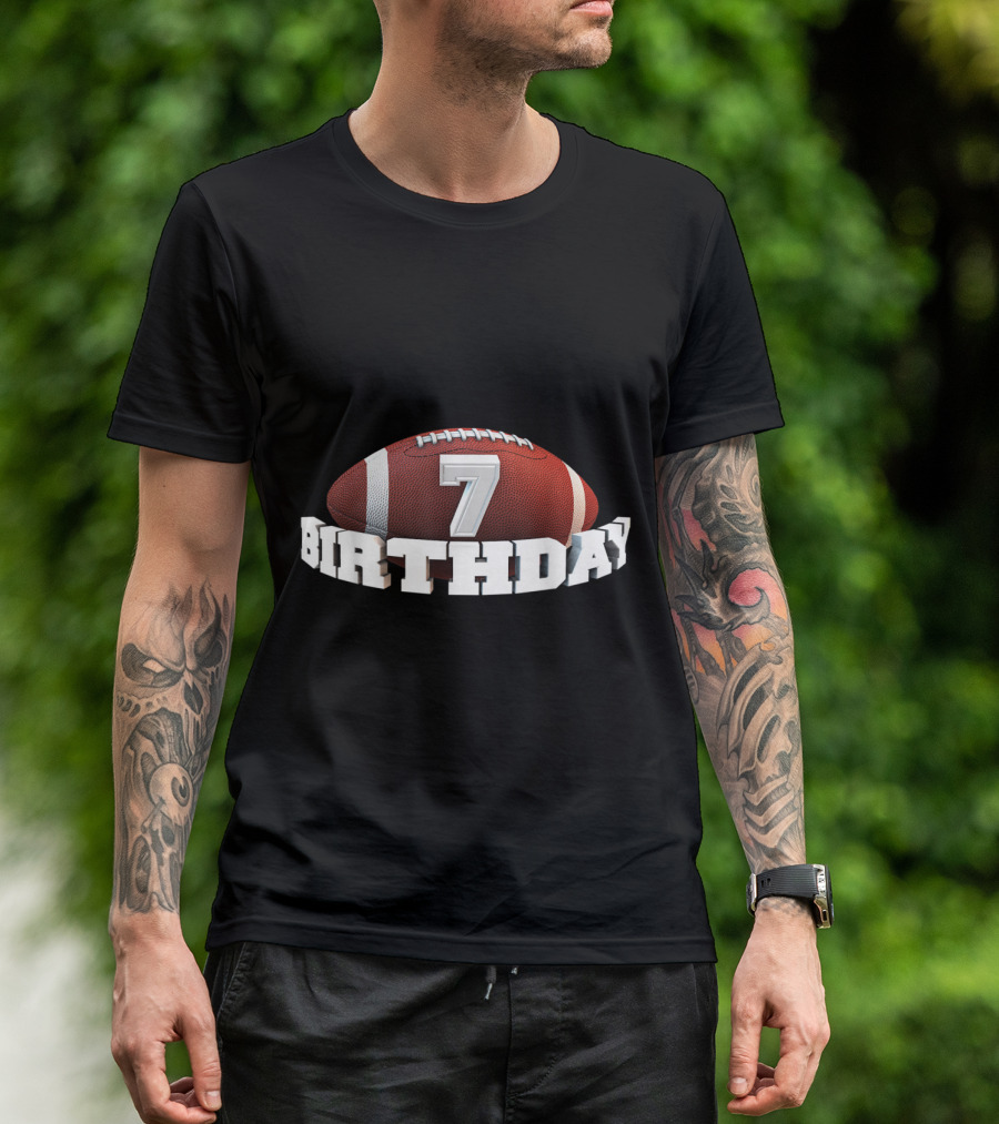 Seventh 7 Years Old Football Birthday Party 7th T-Shirt