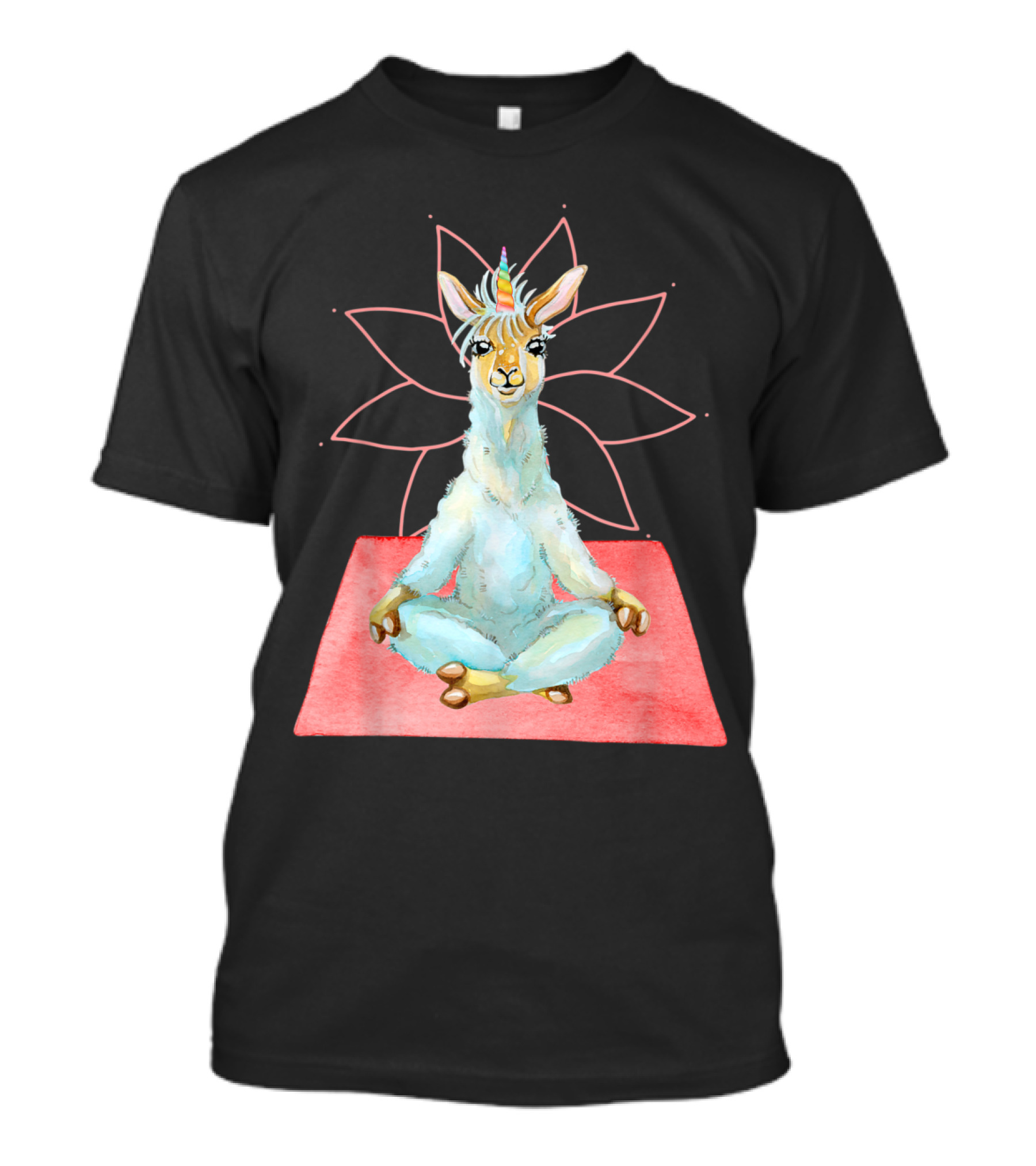 Yoga Zen Spiritual Llama Unicorn Relaxation Lotus T-Shirt