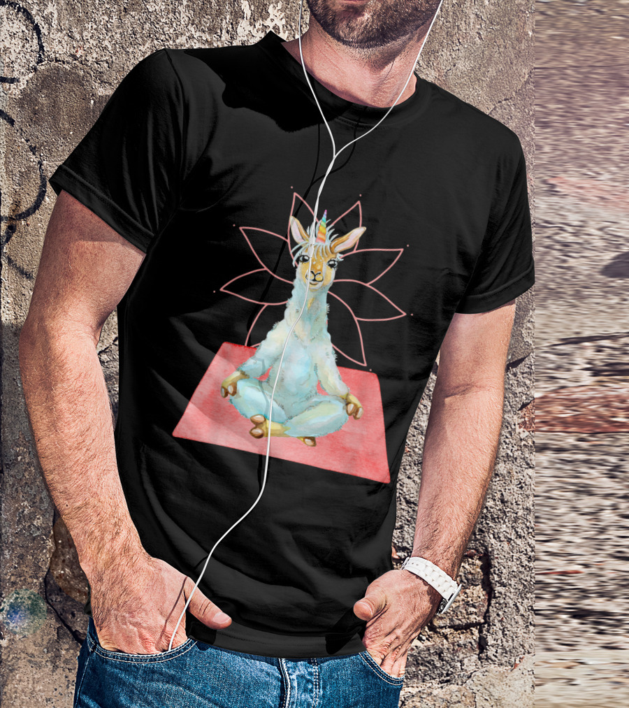 Yoga Zen Spiritual Llama Unicorn Relaxation Lotus T-Shirt