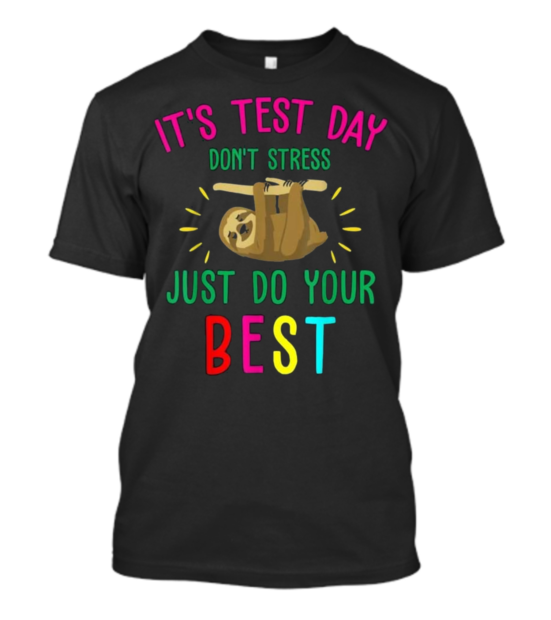 It's Test Day Don't Stress Just Do Your Best Sloth T-Shirt