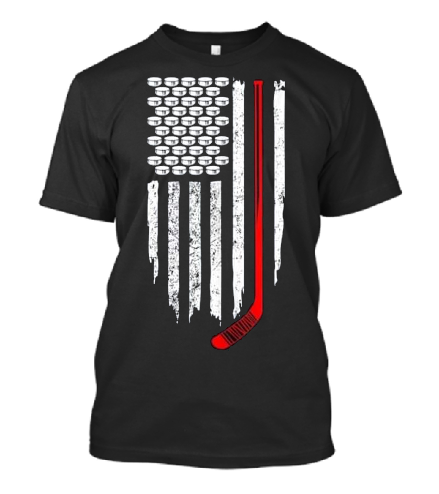 Patriotic Hockey Stick And Puck Flag T-Shirt