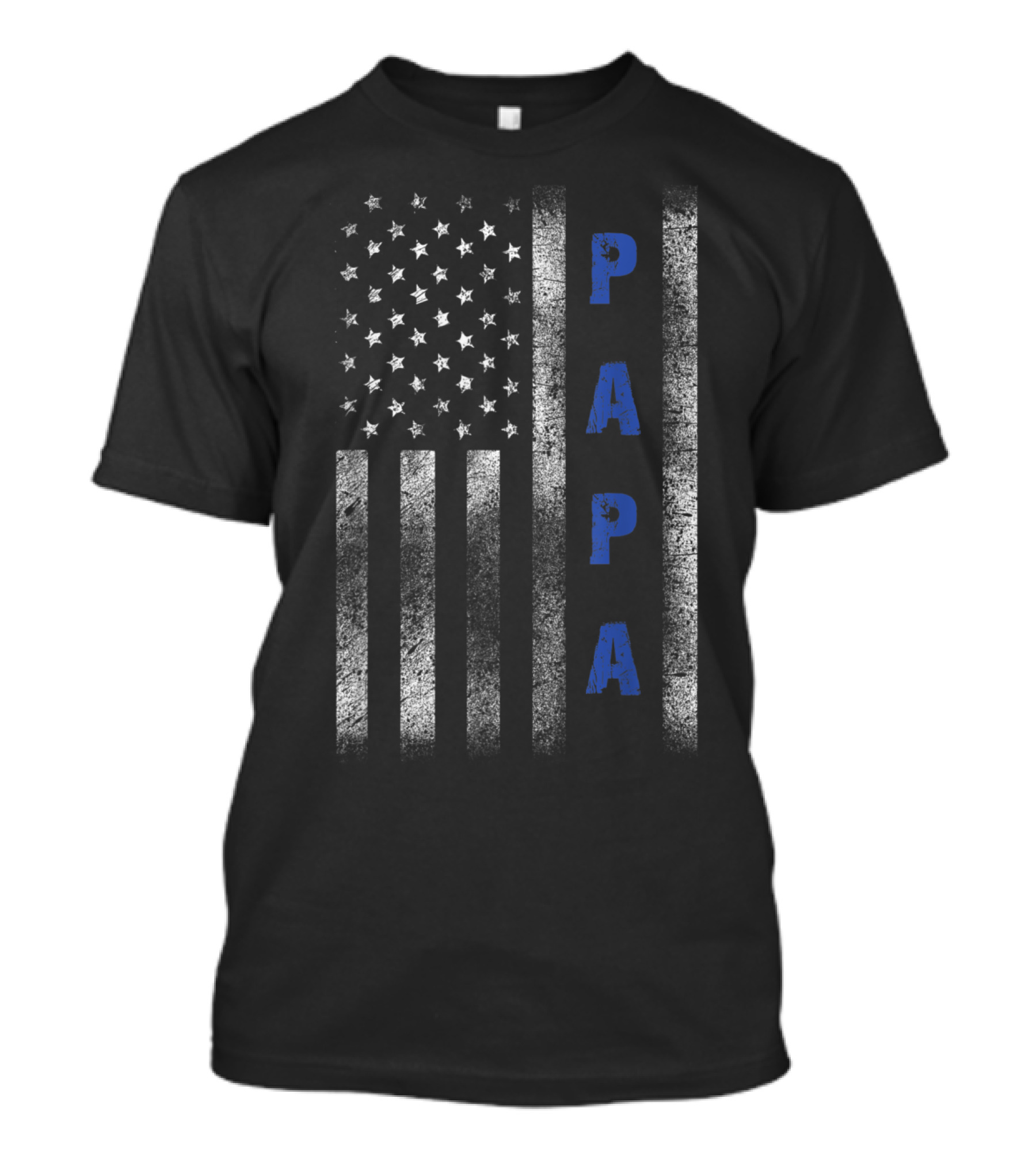 Papa Thin Blue Line American Flag Father's Day T-Shirt