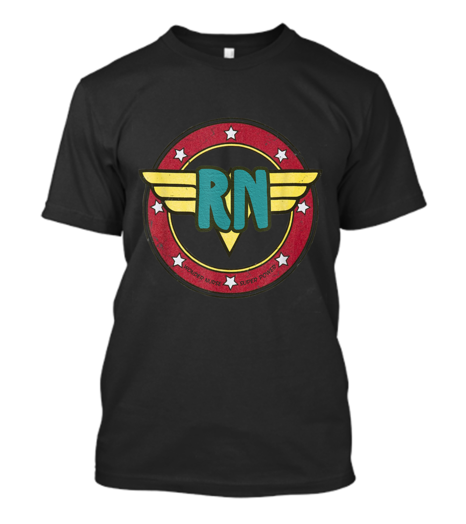 Wonder Nurse RN Super Power Vintage Superhero Circle Stars T-Shirt