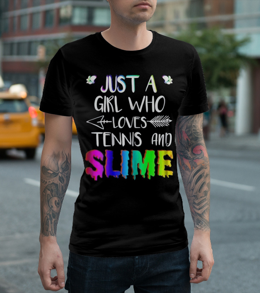 Just A Girl Who Loves Tennis and Slime Arrow T-Shirt