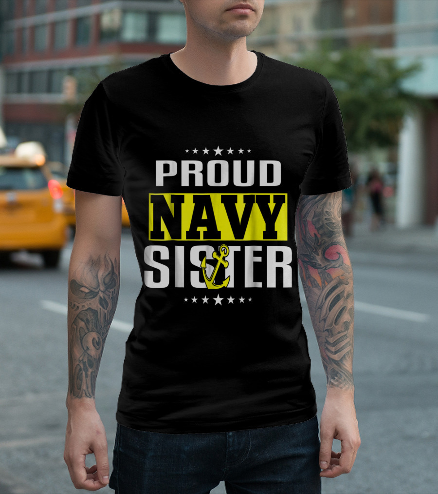 Proud Navy Sister Anchor Stars T-Shirt