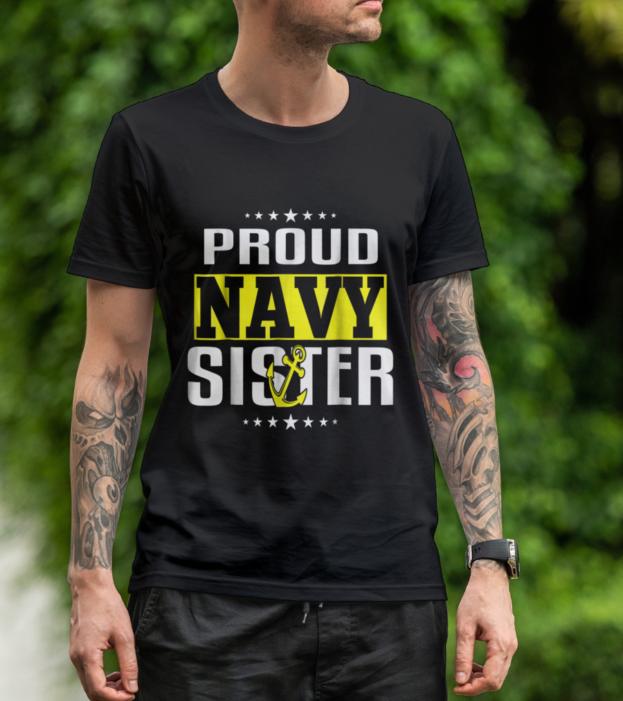 Proud Navy Sister Anchor Stars T-Shirt