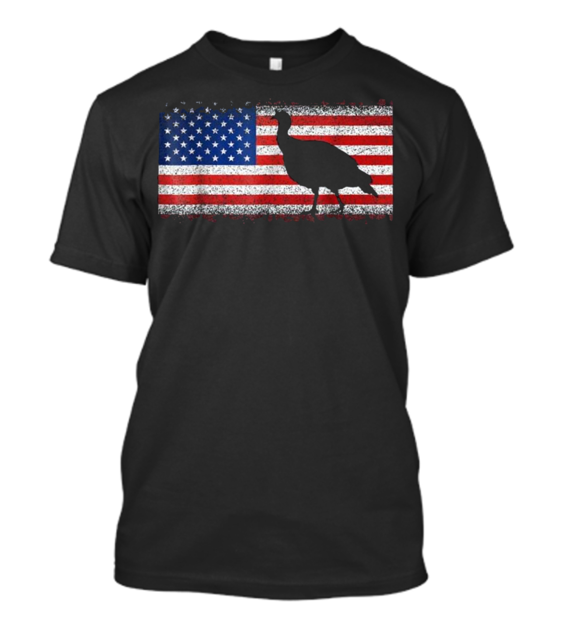 American Flag Turkey Silhouette Patriotic Hunting T-Shirt