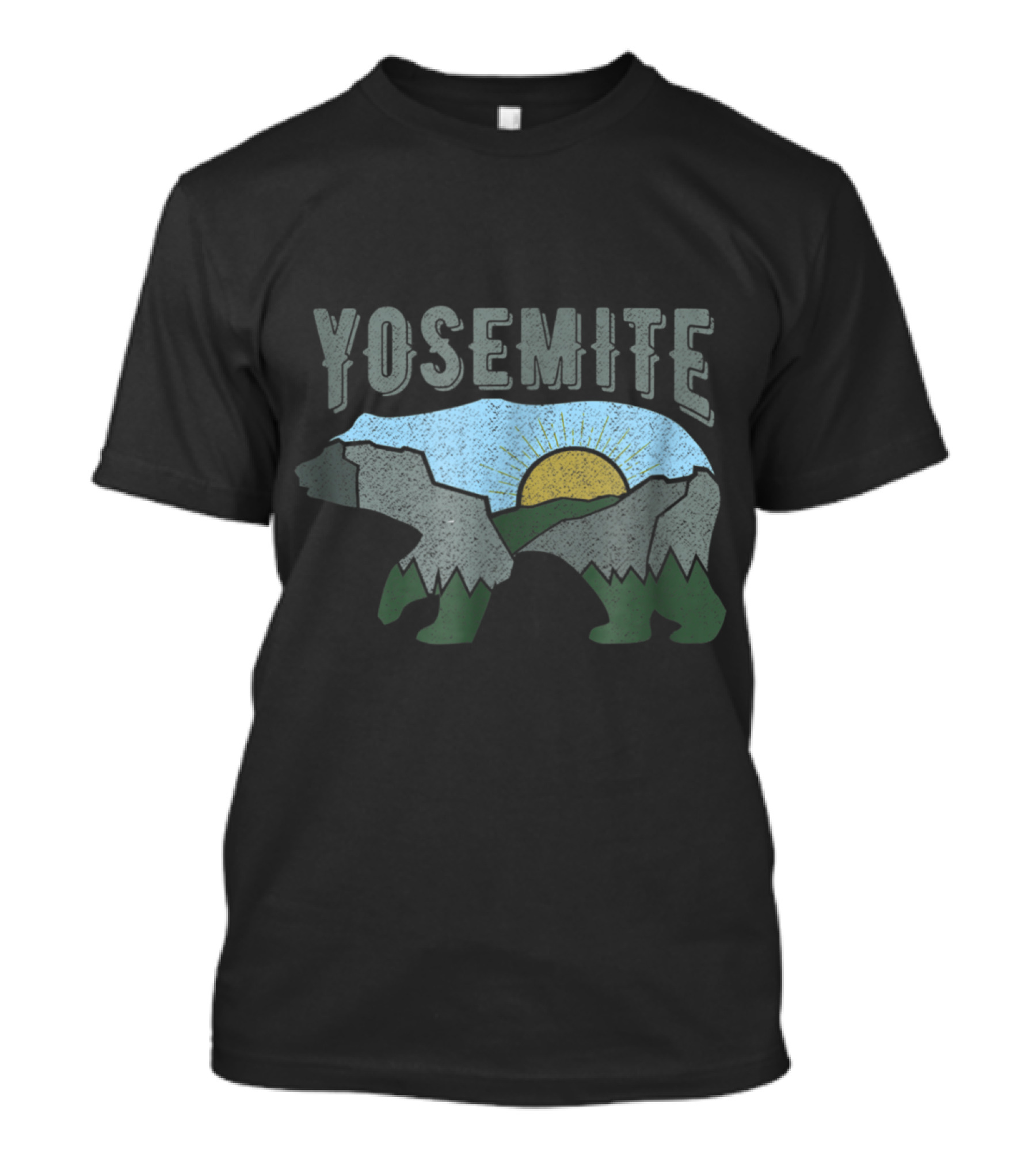 Yosemite National Park Bear With Sun And Mountains T-Shirt