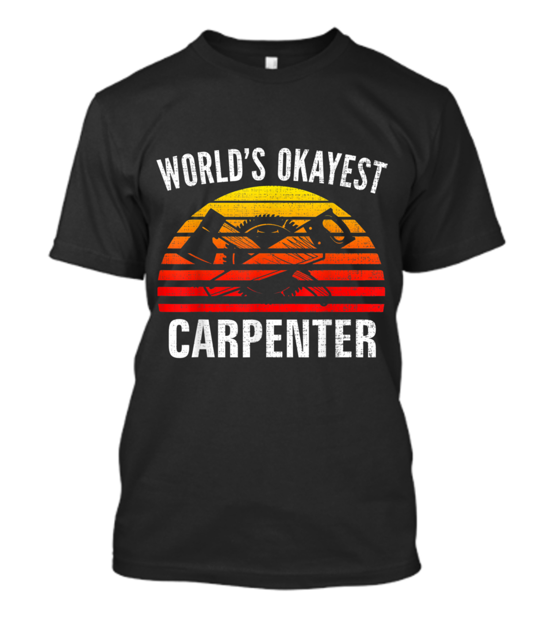 World's Okayest Carpenter Vintage Sunset Axes And Saw T-Shirt