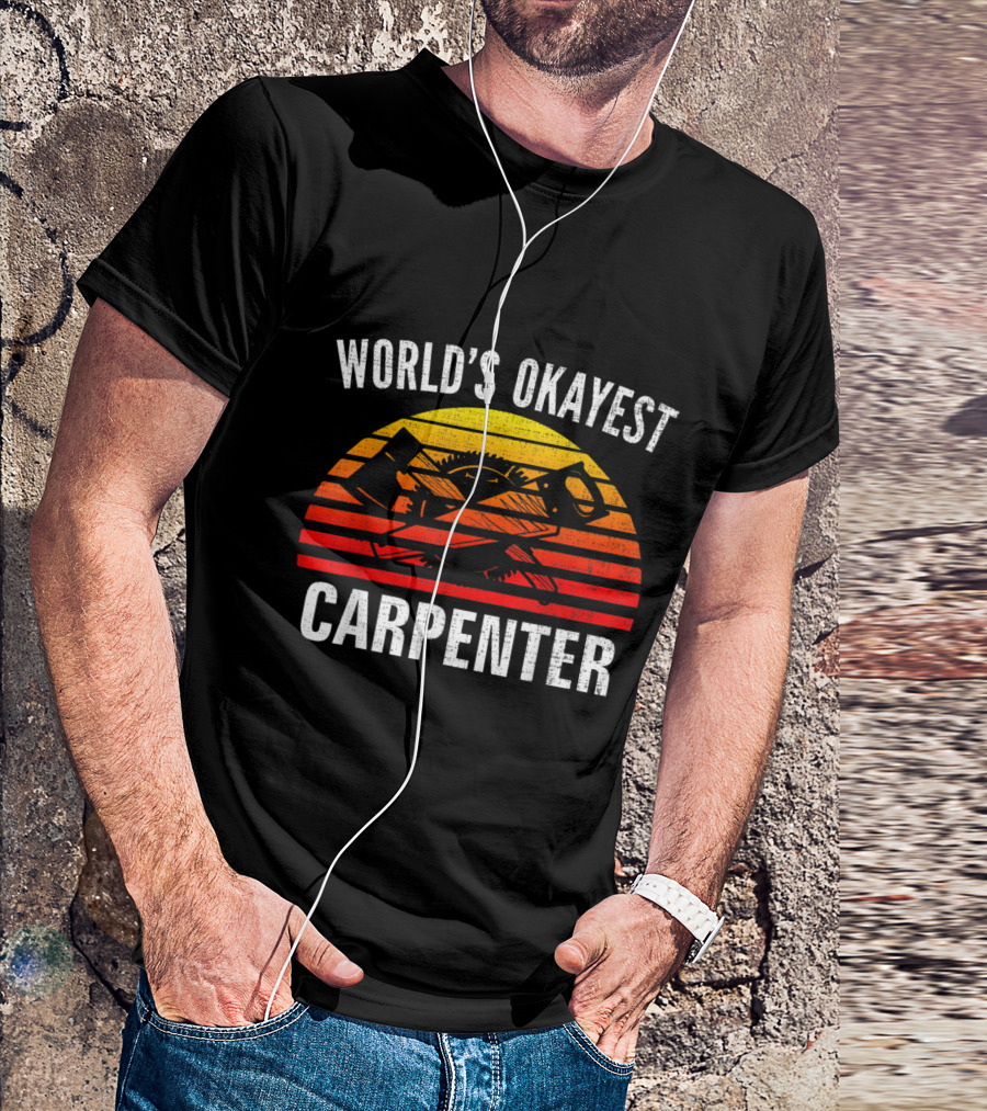 World's Okayest Carpenter Vintage Sunset Axes And Saw T-Shirt