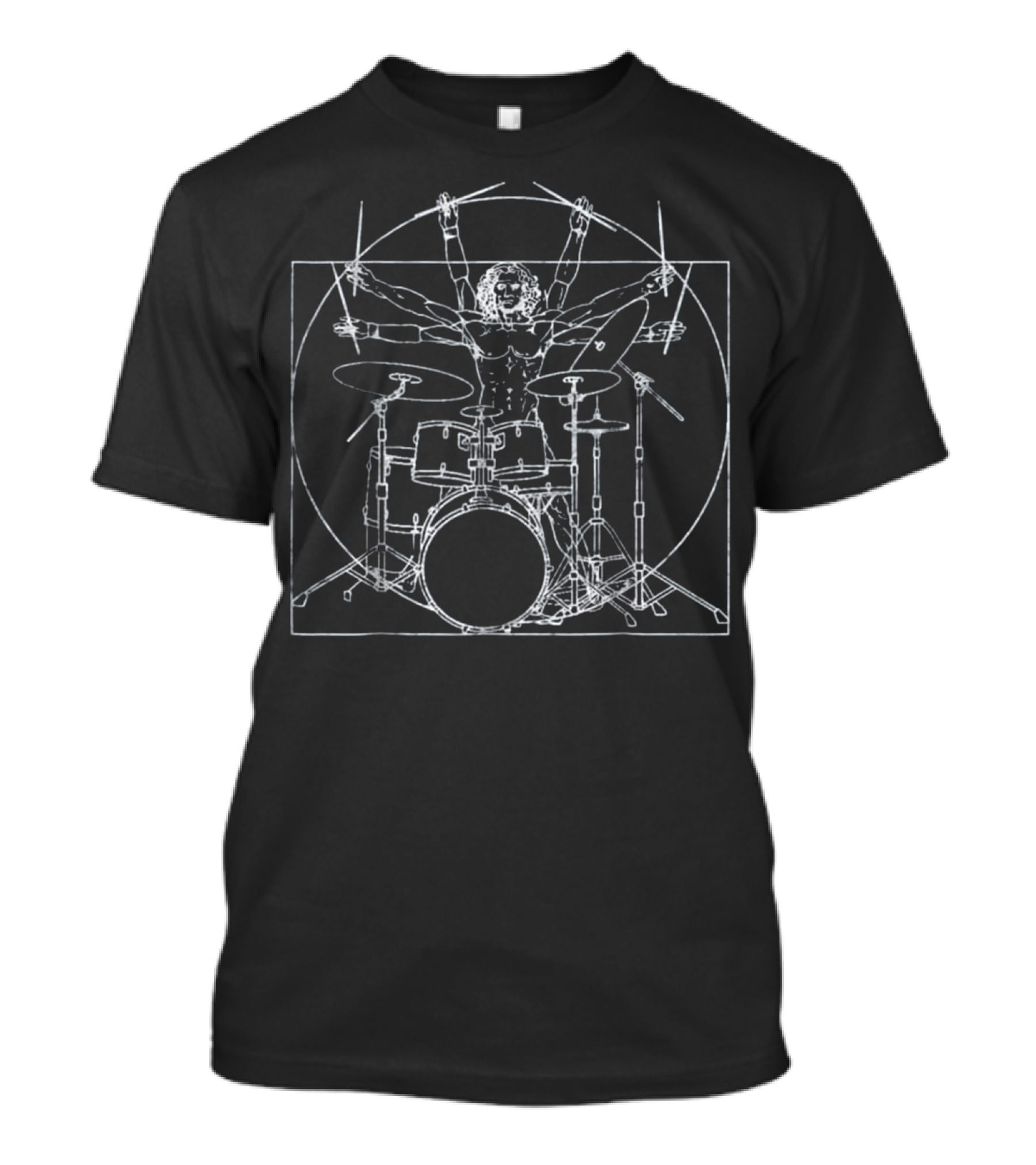 Drums Davinci Vitruvian Drummer Drumsticks T-Shirt