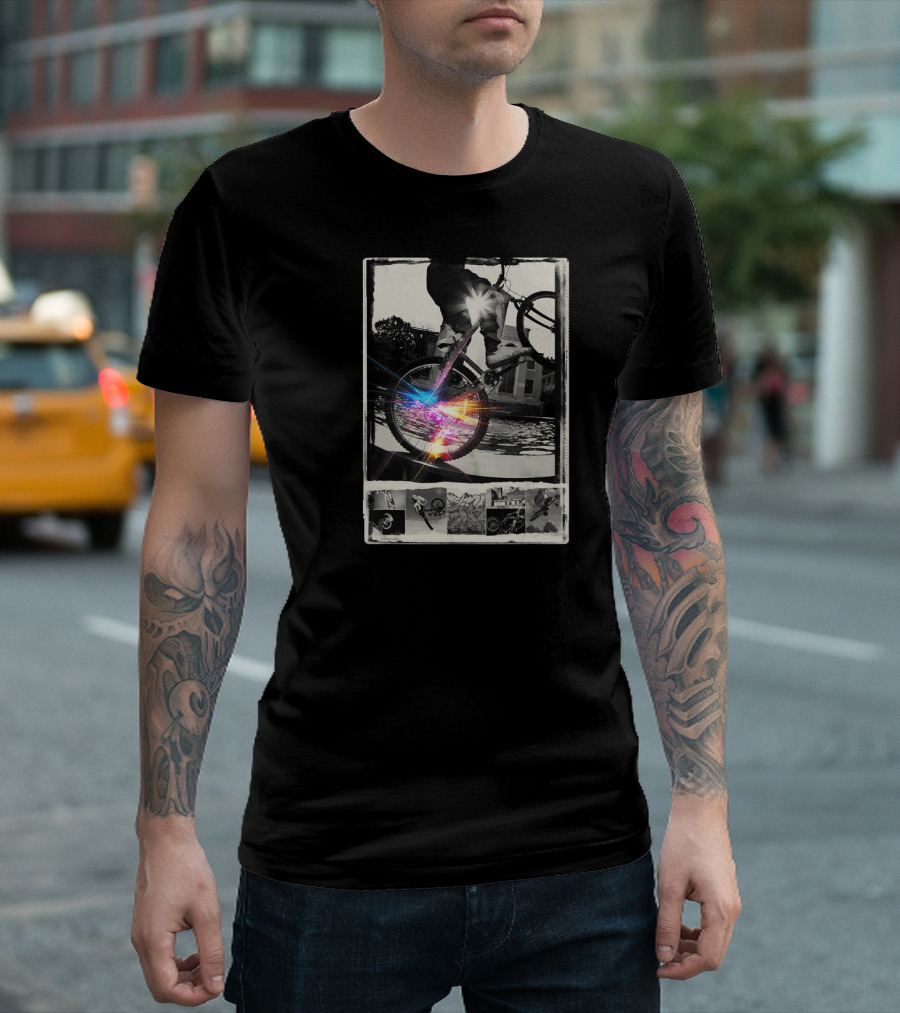 Cosmic Star Burst BMX Bike Riders Photocollage Explosion T-Shirt