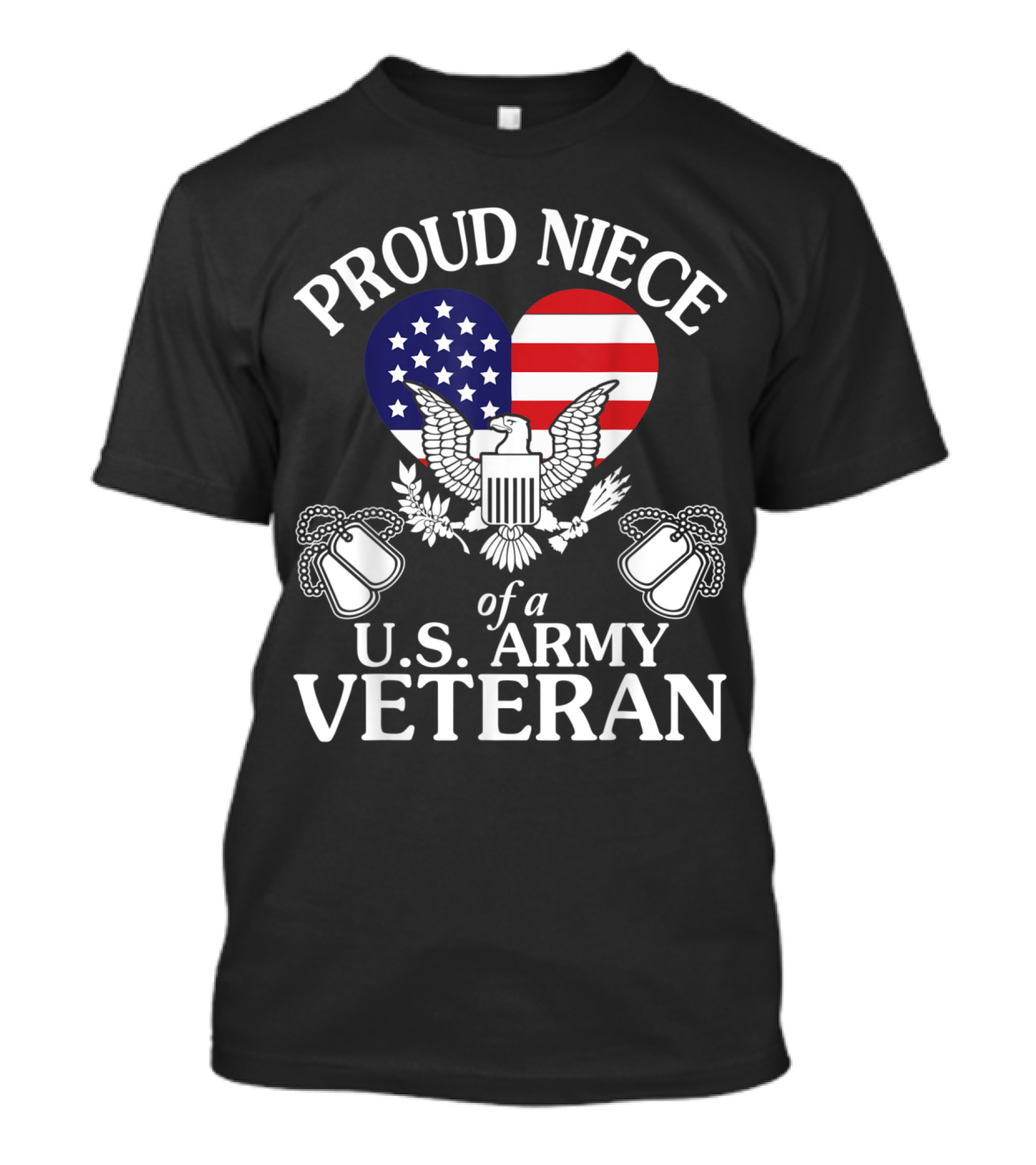 Proud Niece Of A U.S. Army Veteran With American Eagle And Dog Tags Background T-Shirt