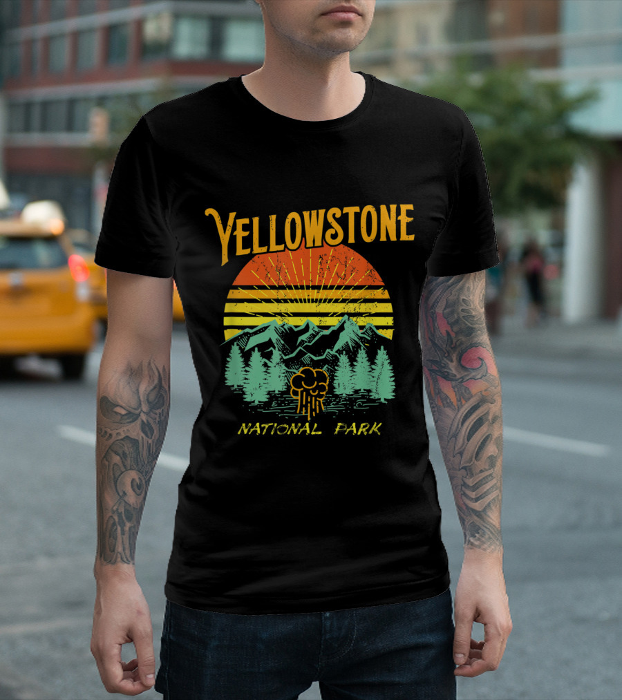 Yellowstone National Park Vintage Sunset T-Shirt
