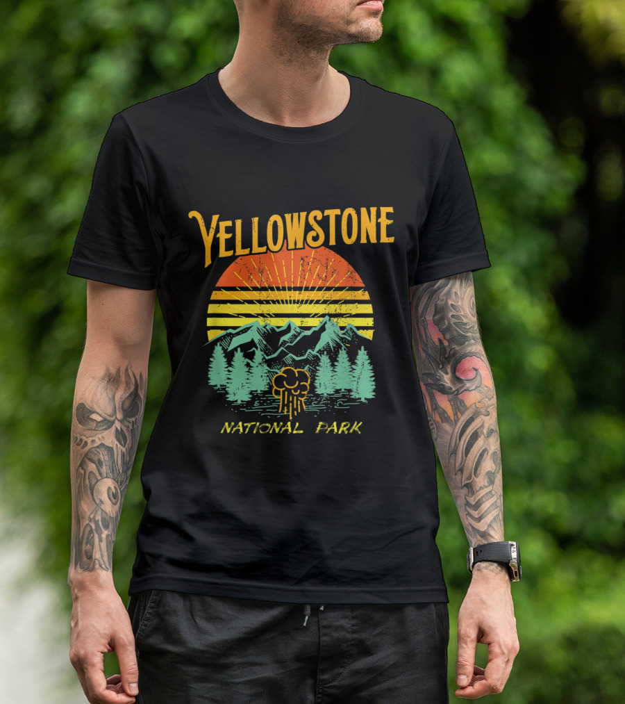 Yellowstone National Park Vintage Sunset T-Shirt