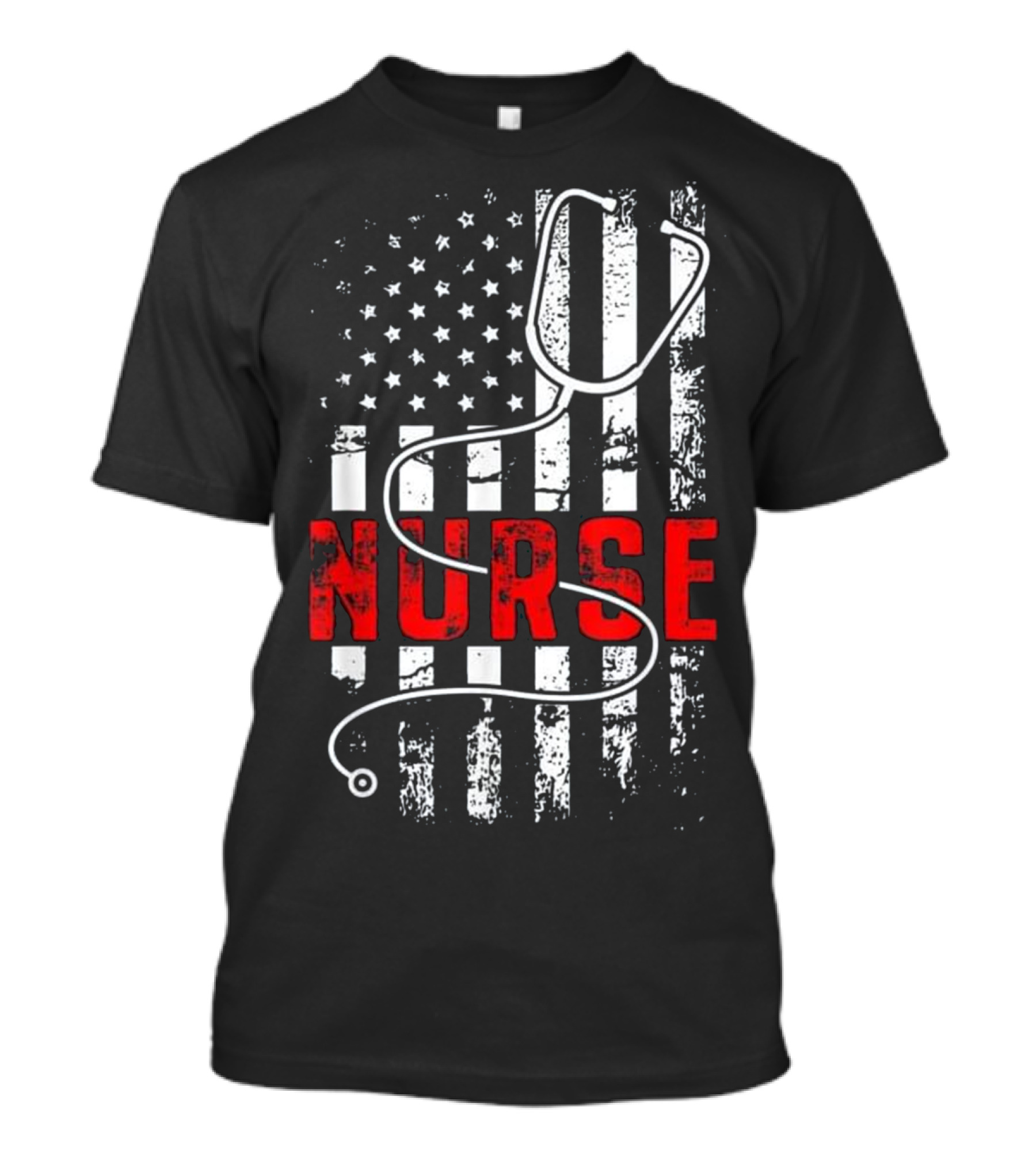 Patriotic Nurse USA Flag With Stethoscope T-Shirt
