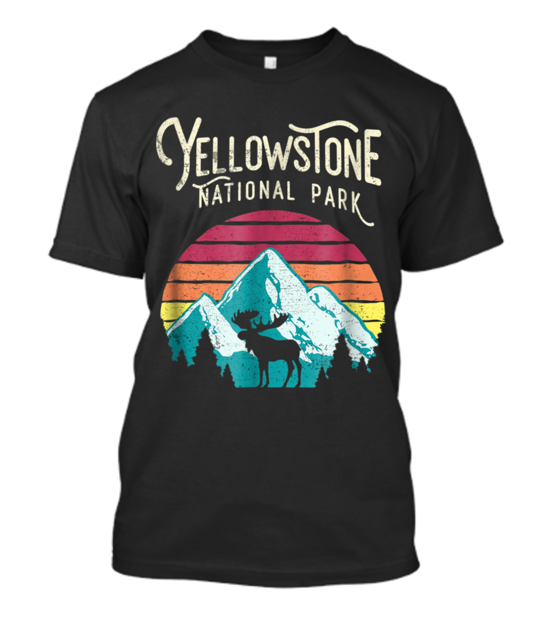 Yellowstone National Park Vintage Mountain Moose Nation Retro T-Shirt