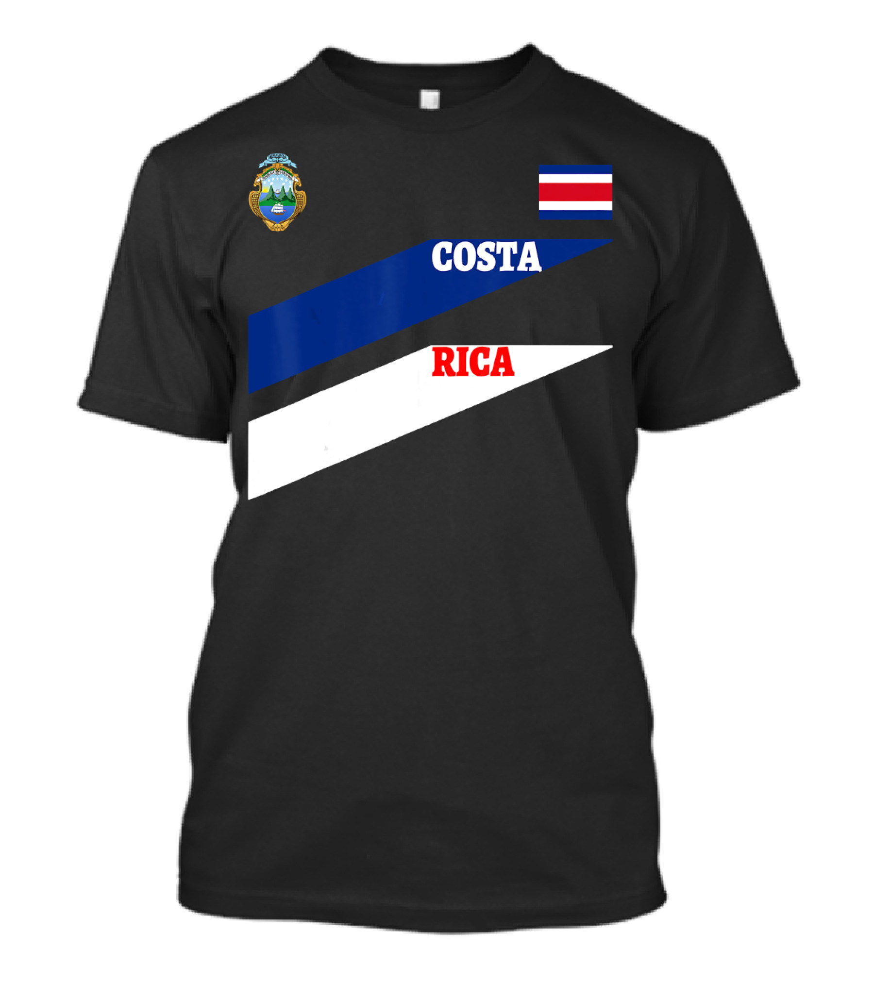 Costa Rica Flag Colors Emblem Soccer Travel T-Shirt