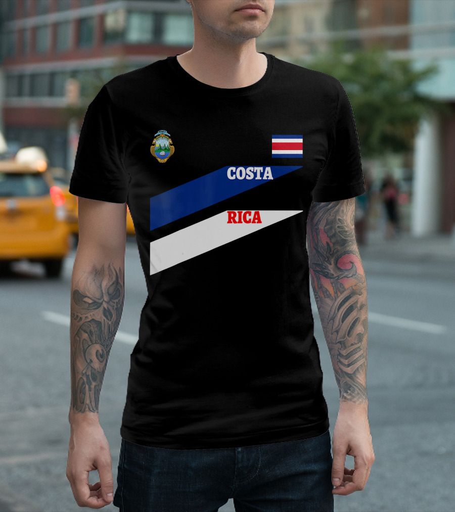 Costa Rica Flag Colors Emblem Soccer Travel T-Shirt