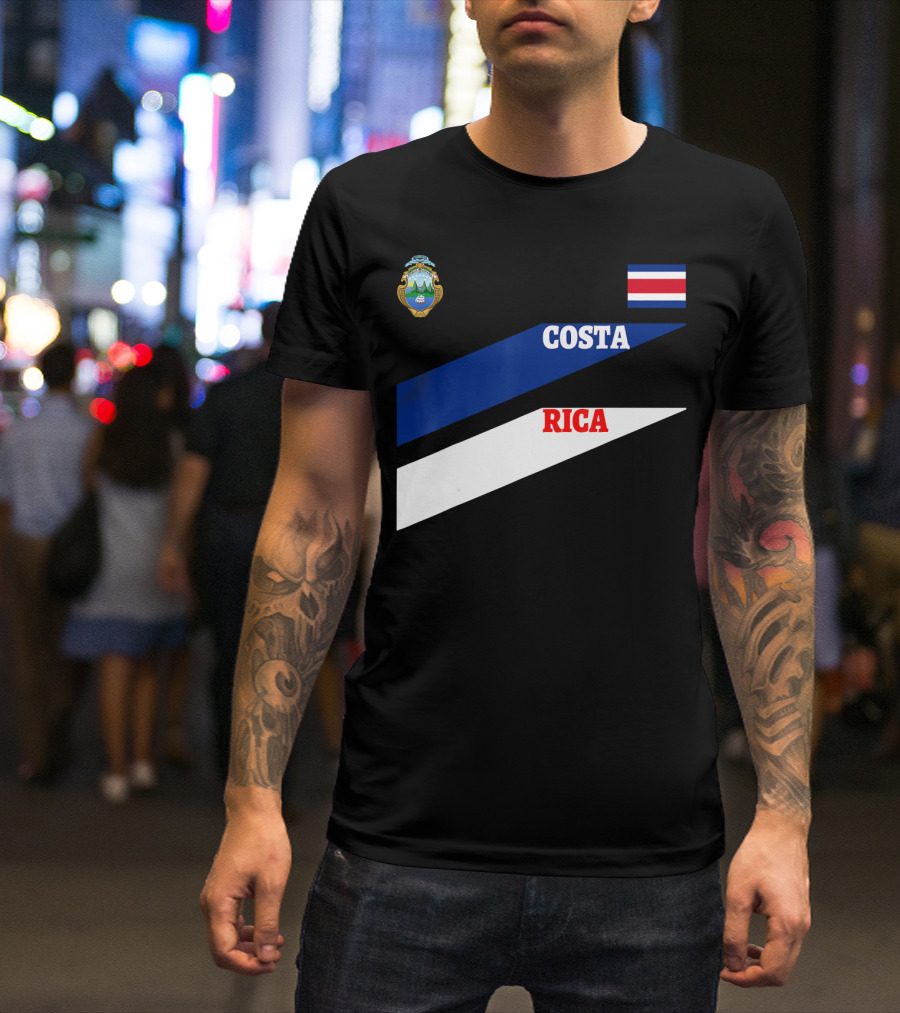 Costa Rica Flag Colors Emblem Soccer Travel T-Shirt
