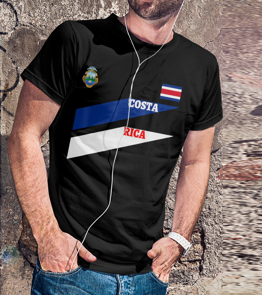 Costa Rica Flag Colors Emblem Soccer Travel T-Shirt