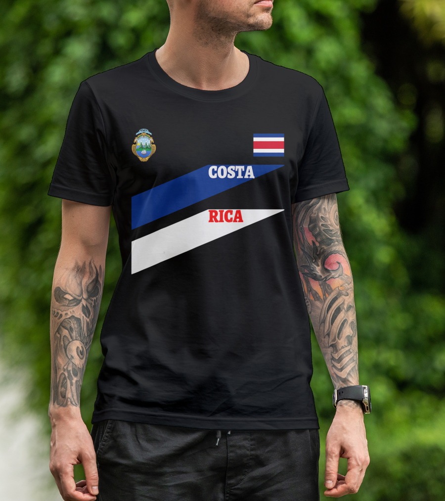 Costa Rica Flag Colors Emblem Soccer Travel T-Shirt