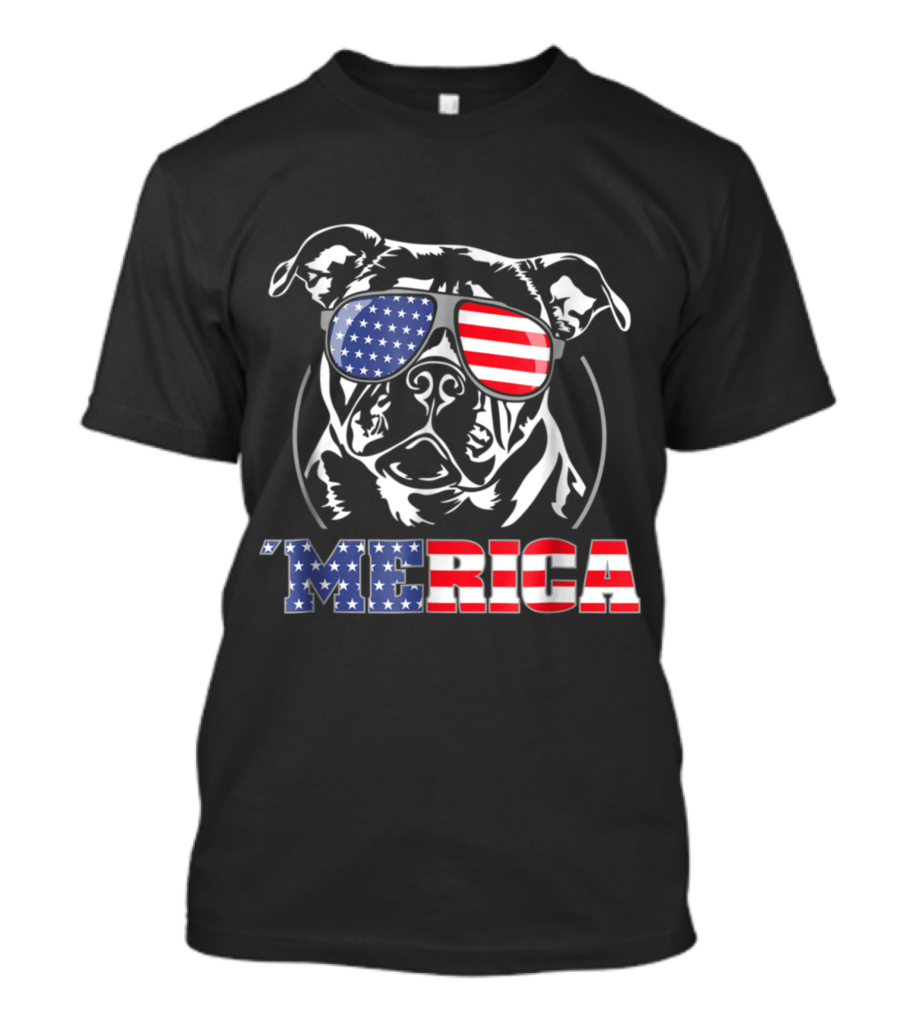 Proud Old English Bulldog Merica Patriotic Dog American Flag Sunglasses T-Shirt