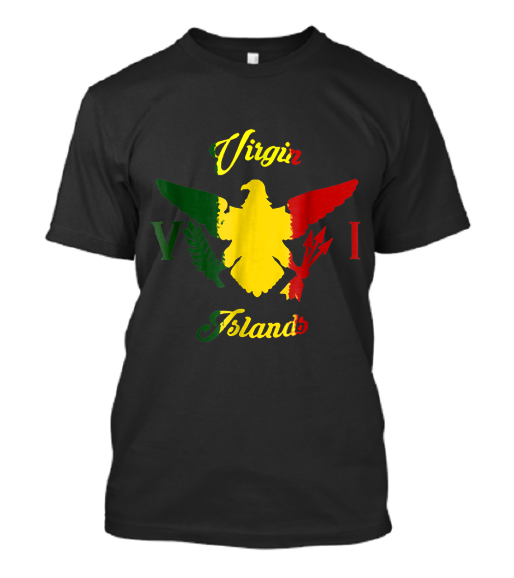 Virgin Islands Rasta Eagle Symbol V I Gold Green Red T-Shirt