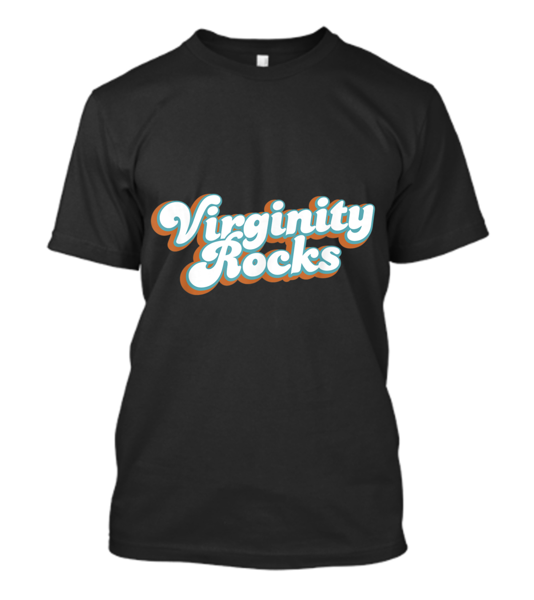 Virginity Rocks Vintage 60s 70s 80s Style Retro Typography T-Shirt
