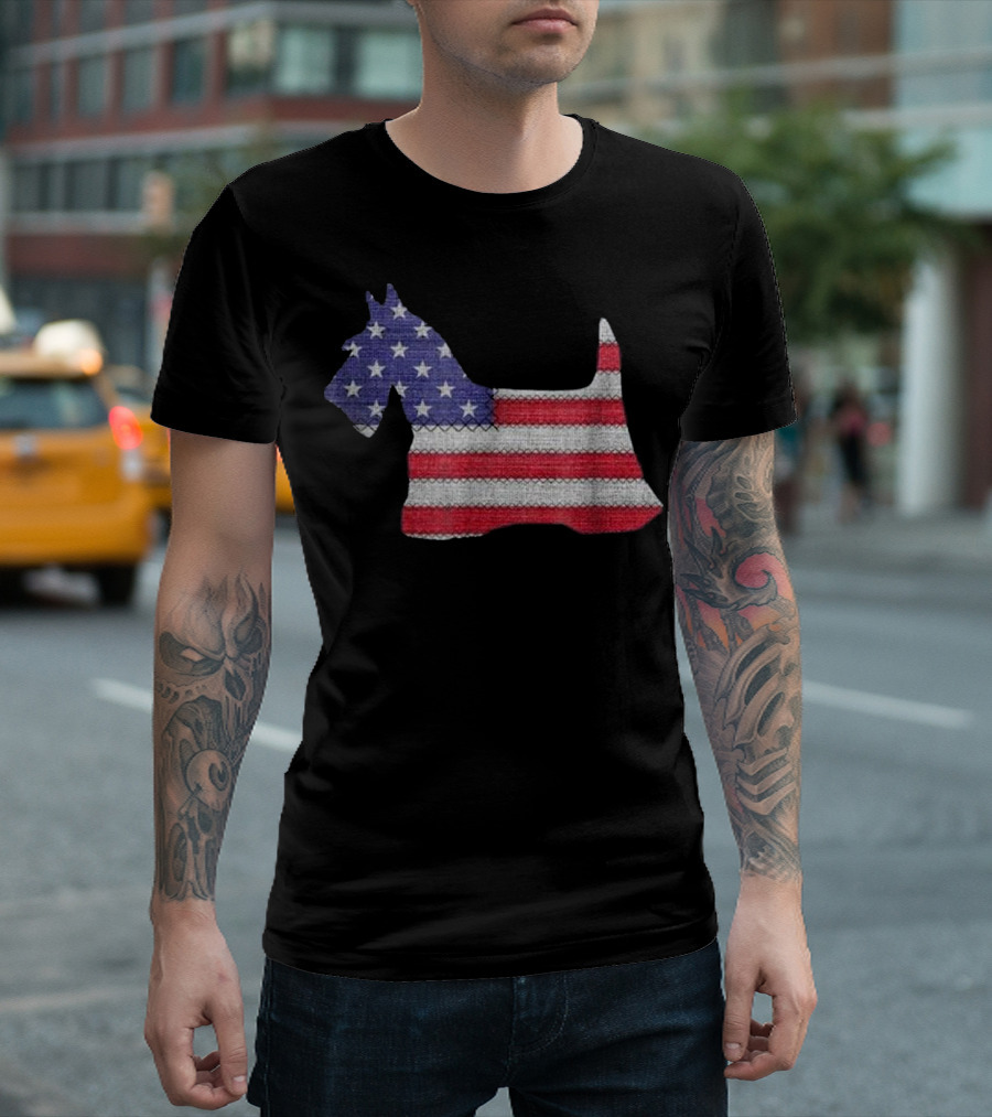 Patriotic American Flag Scottish Terrier T-Shirt