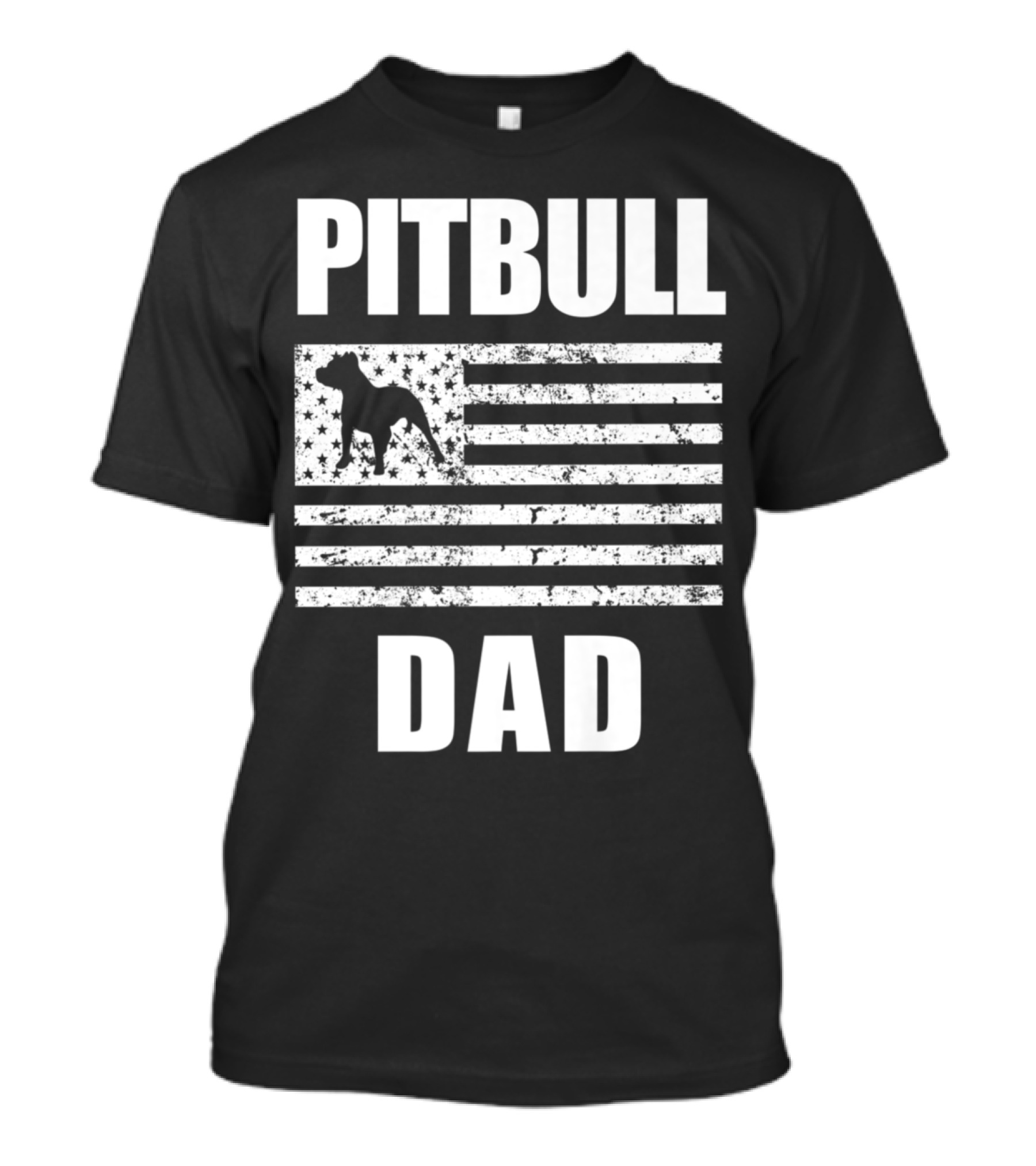 Pitbull Dad American Flag Dog Fathers T-Shirt