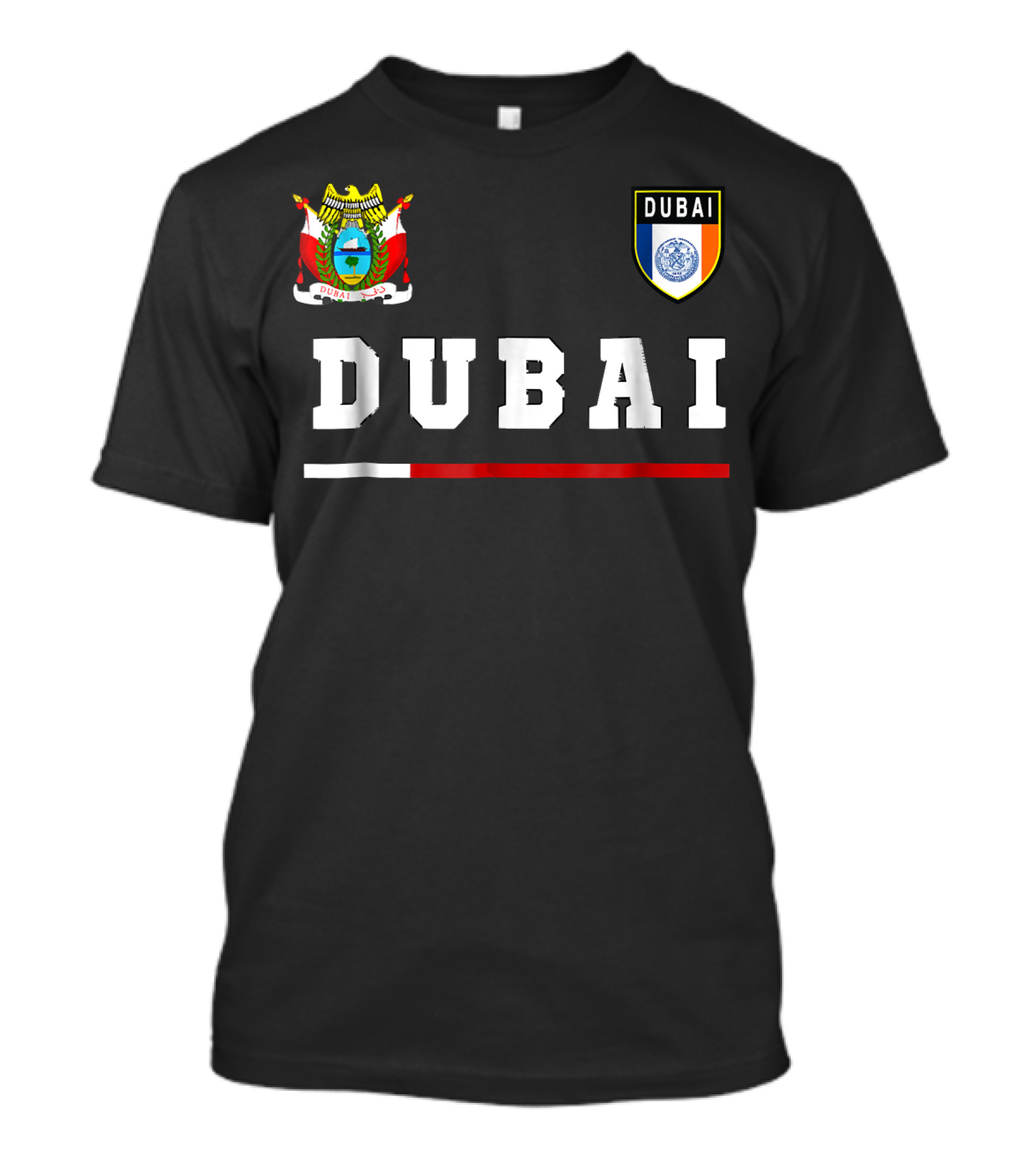 Dubai UAE Coat Of Arms Text Flag Emblem Football Soccer Jersey T-Shirt