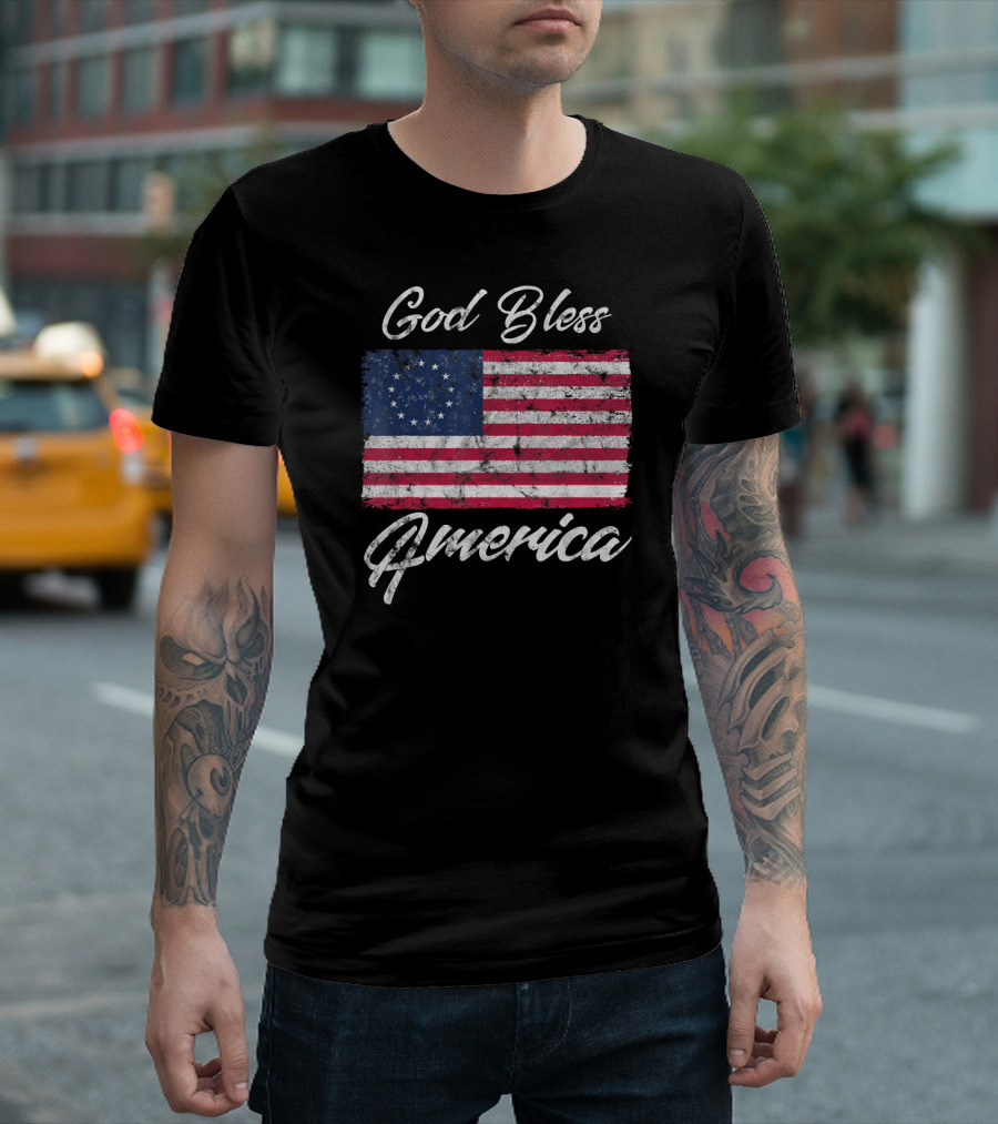 Betsy Ross American Flag God Bless America Patriotic T-Shirt