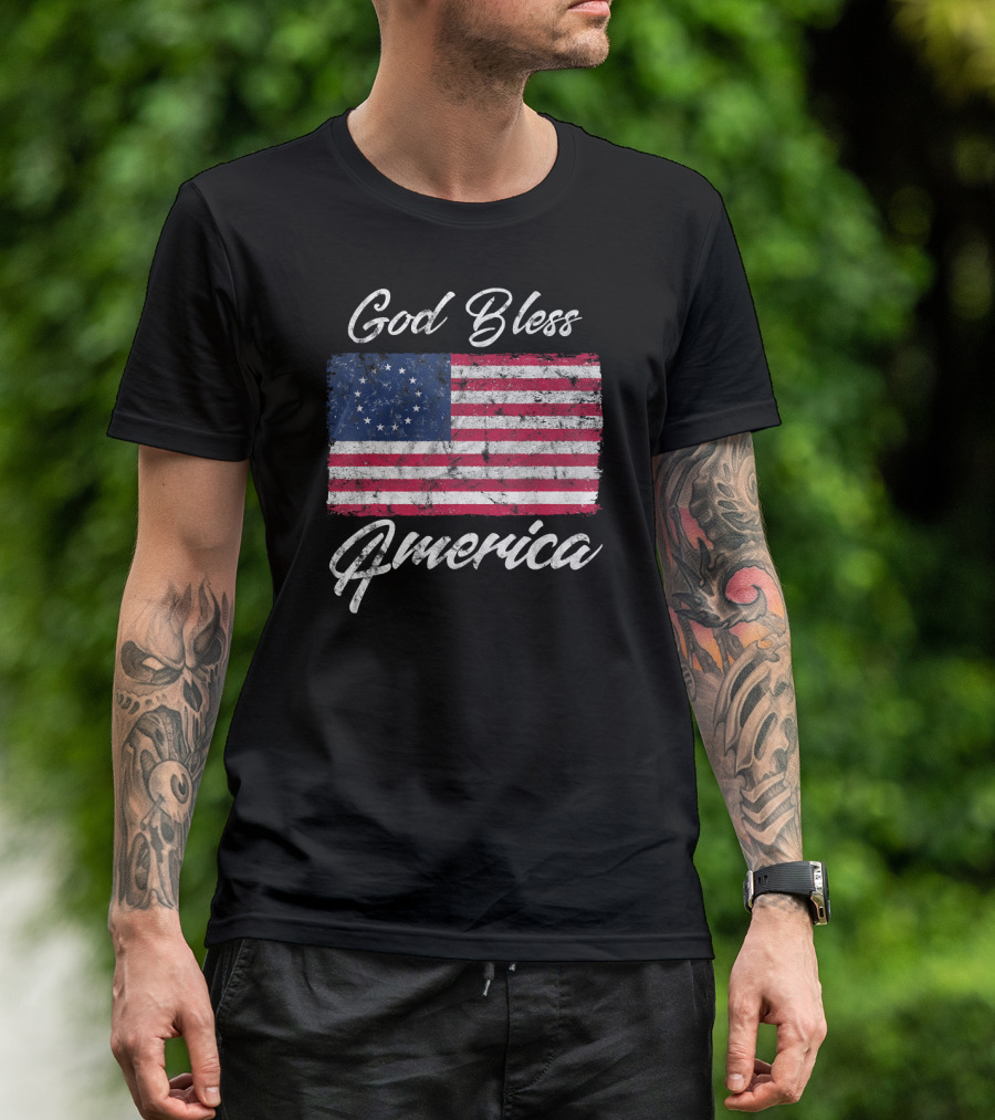 Betsy Ross American Flag God Bless America Patriotic T-Shirt