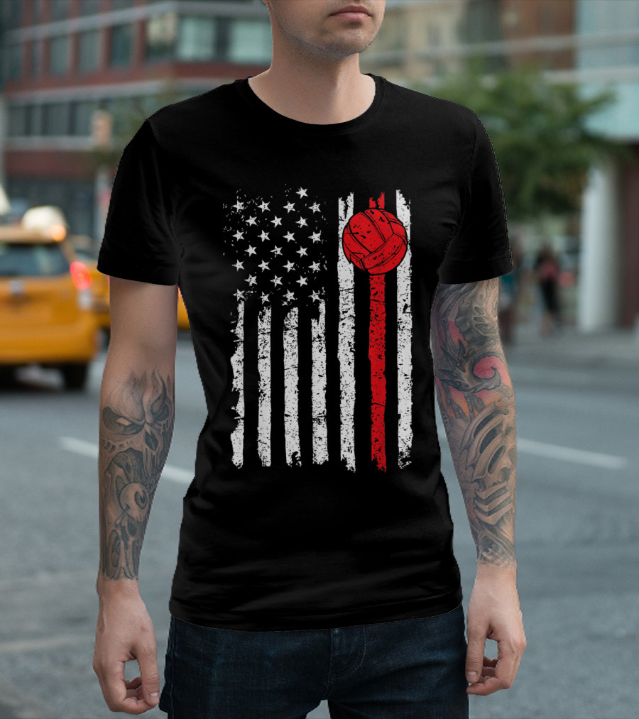 USA Flag Volleyball T-Shirt