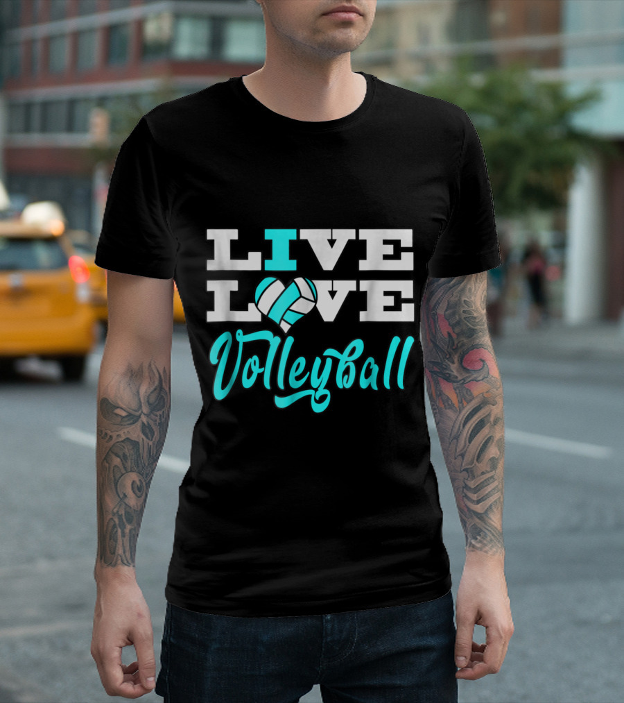 Live Love Volleyball Aqua Blue T-Shirt