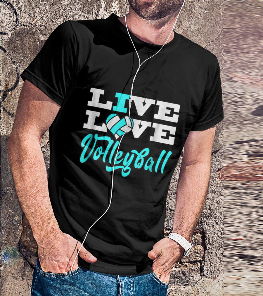 Live Love Volleyball Aqua Blue T-Shirt