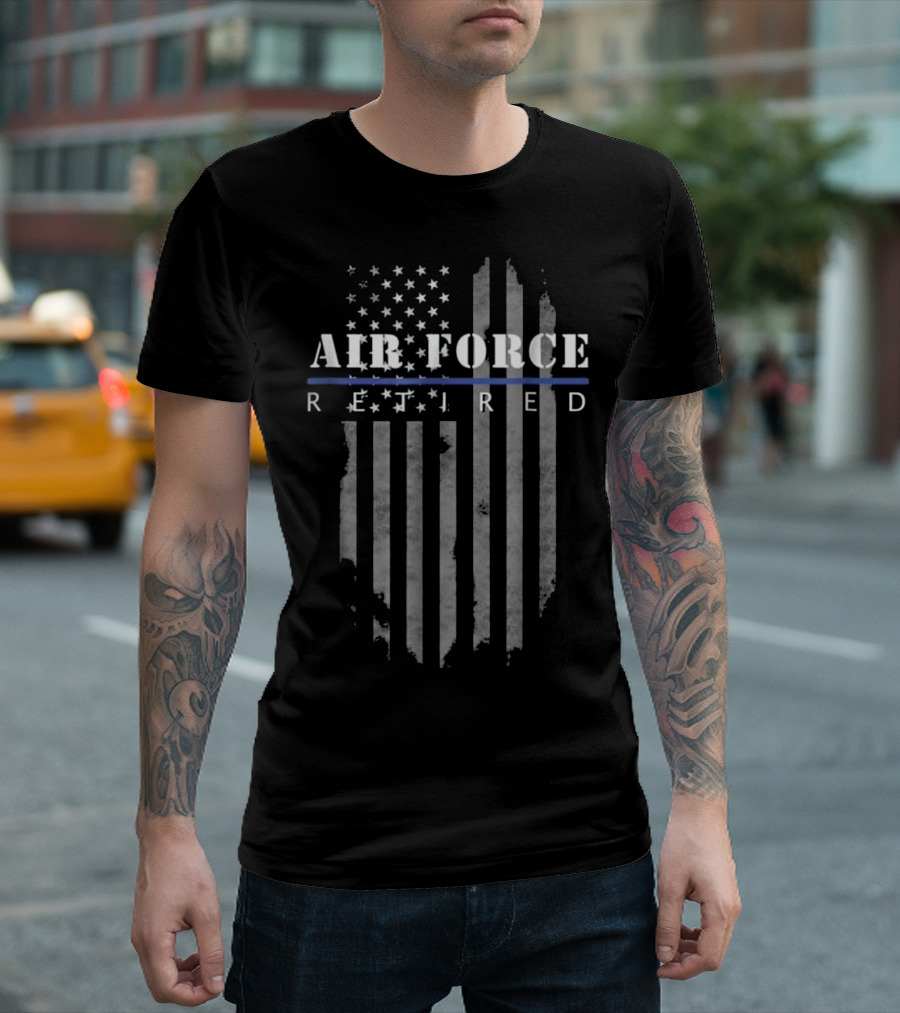 AIR FORCE RETIRED American Flag Veteran Honor T-Shirt
