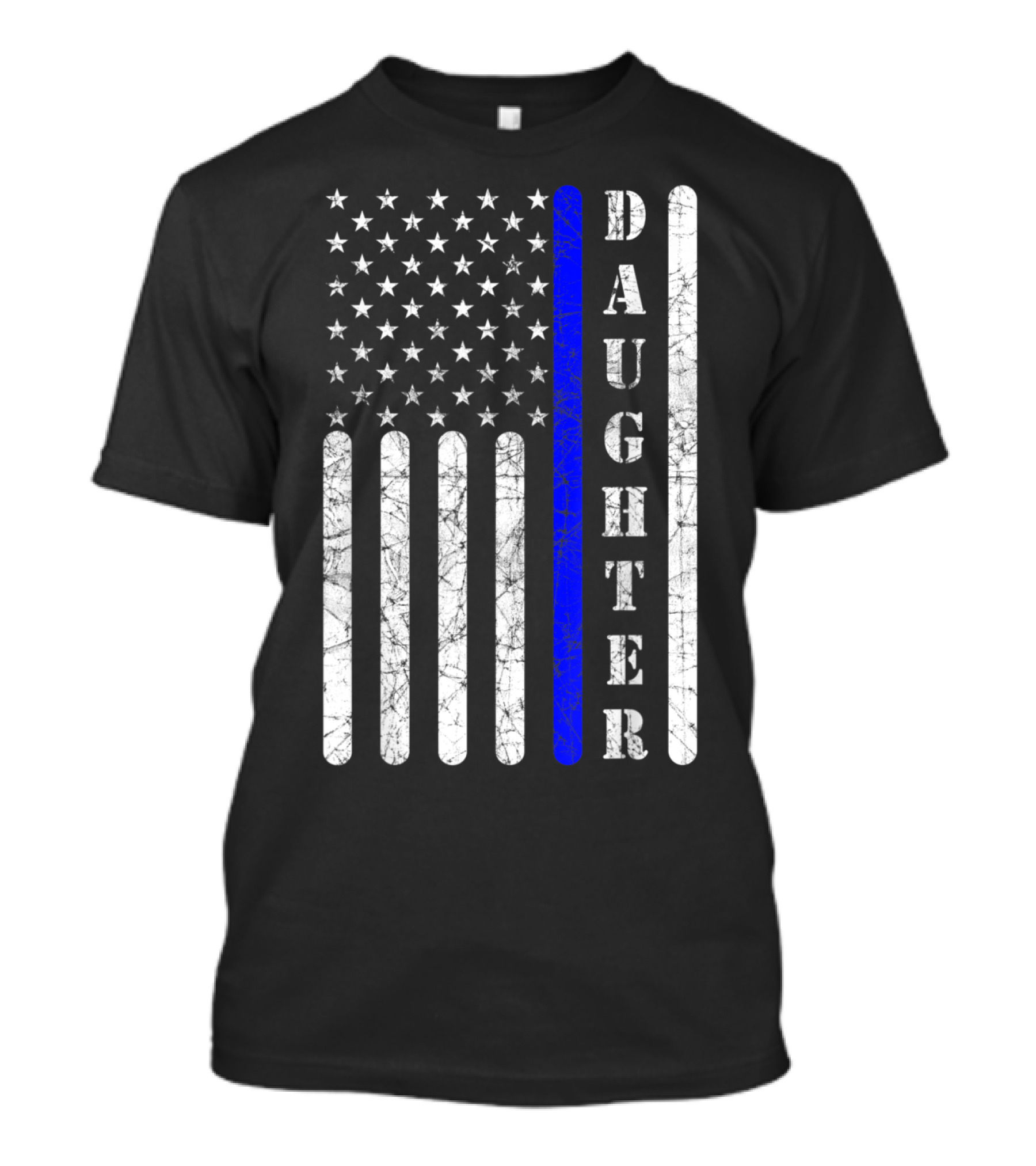 Thin Blue Line Daughter American Flag Police Support T-Shirt
