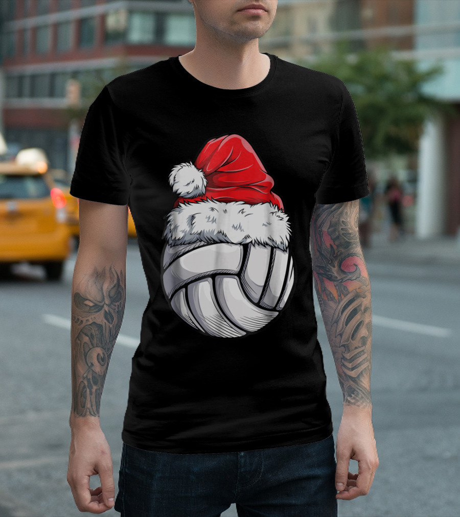 Santa Hat Volleyball Christmas Girls T-Shirt