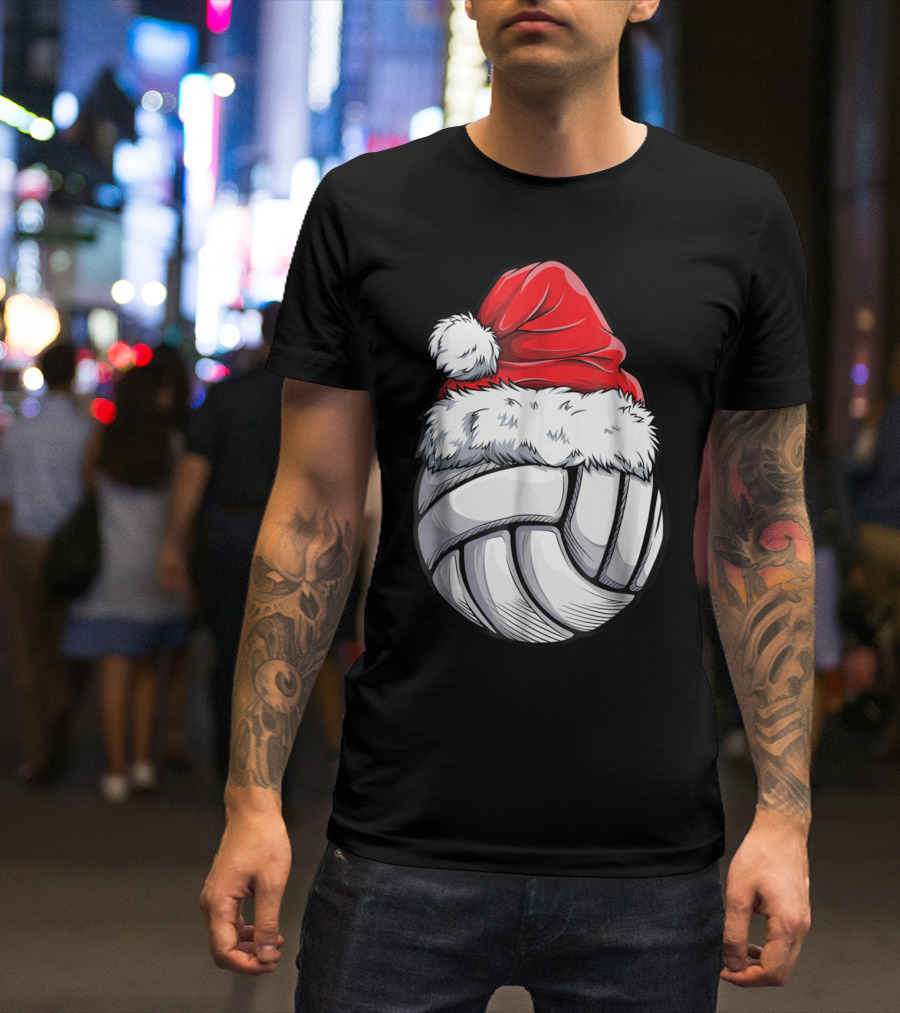 Santa Hat Volleyball Christmas Girls T-Shirt