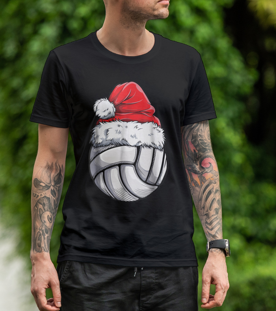 Santa Hat Volleyball Christmas Girls T-Shirt