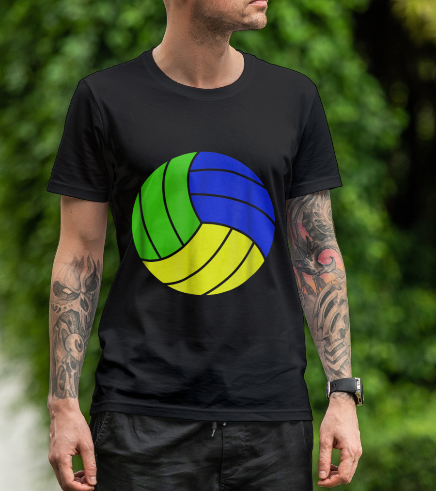 Volleyball Brazil Flag Colors Player Sphere T-Shirt