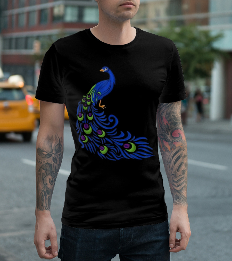 Peacock with Big Beautiful Plumage Display T-Shirt