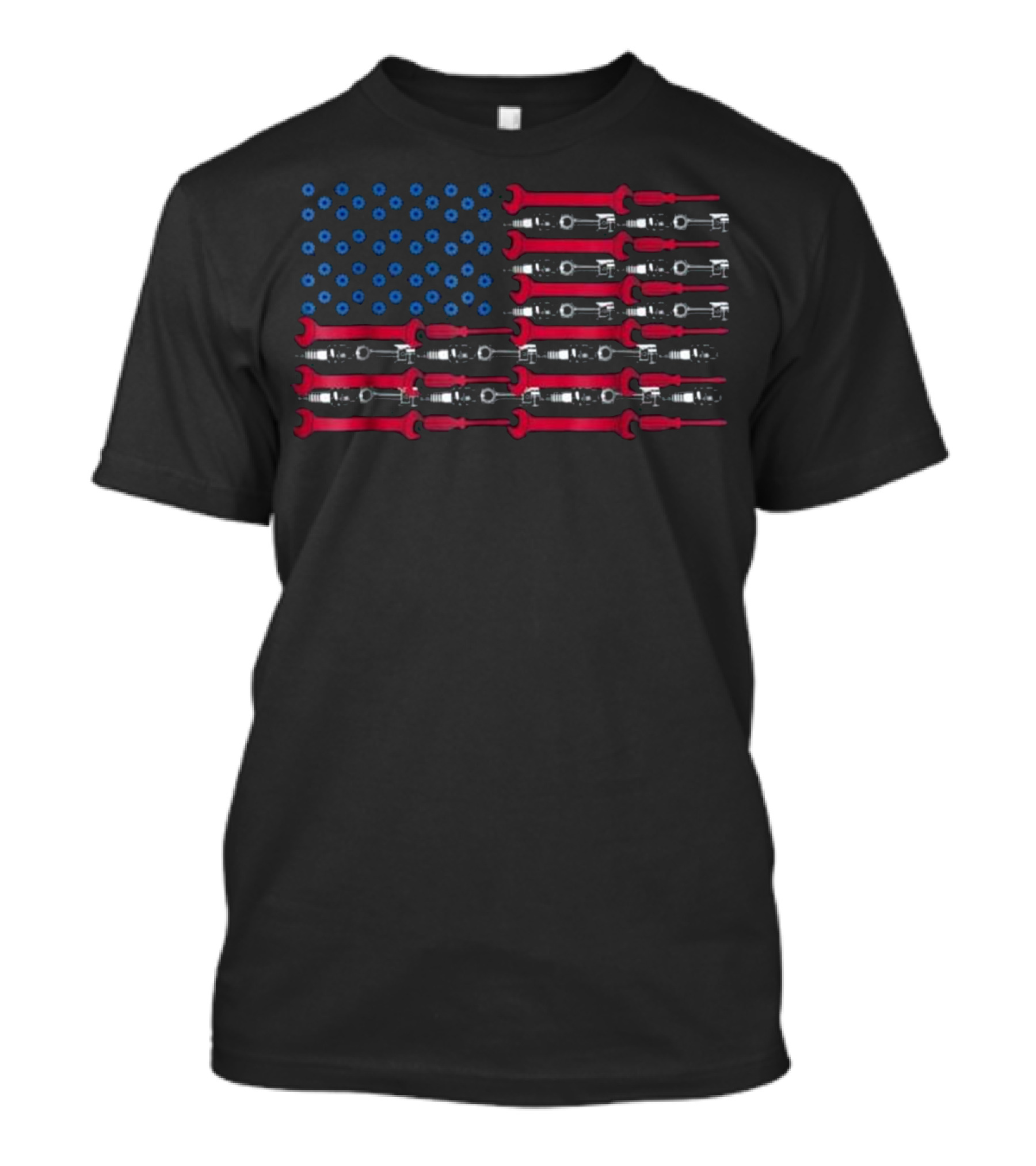 Mechanic USA Flag Wrench Gear T-Shirt